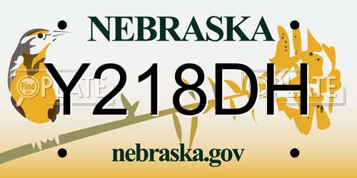 Y218DH Nebraska License Plate