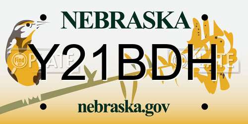 Y21BDH Nebraska License Plate