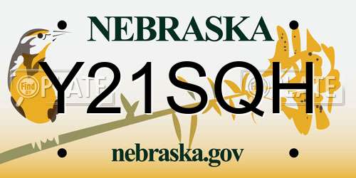 Y21SQH Nebraska License Plate