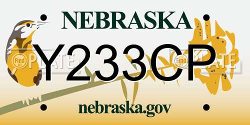 Y233CP Nebraska License Plate