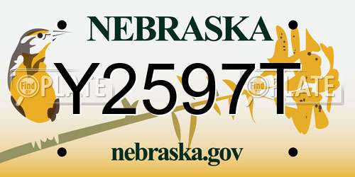 Y2597T Nebraska License Plate