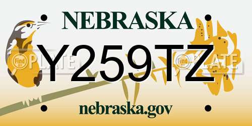 Y259TZ Nebraska License Plate