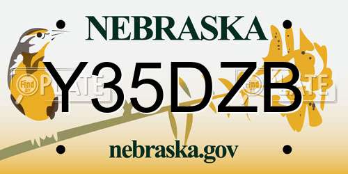 Y35DZB Nebraska License Plate