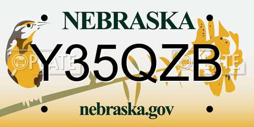 Y35QZB Nebraska License Plate