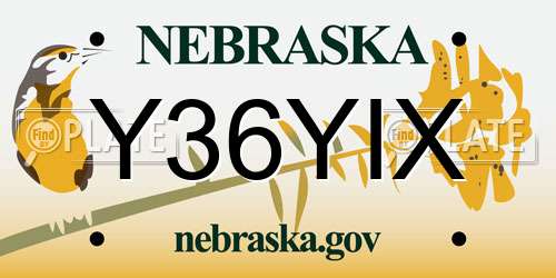 Y36YIX Nebraska License Plate