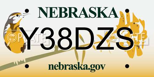 Y38DZS Nebraska License Plate
