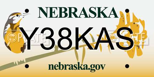 Y38KAS Nebraska License Plate