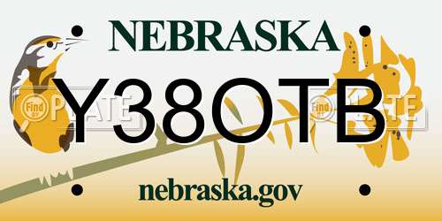 Y38OTB Nebraska License Plate