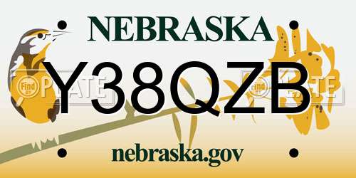 Y38QZB Nebraska License Plate
