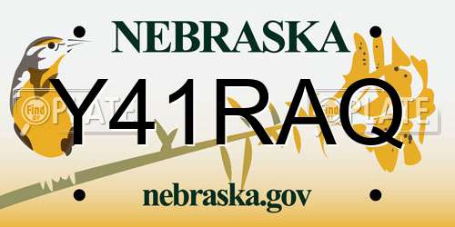 Y41RAQ Nebraska License Plate
