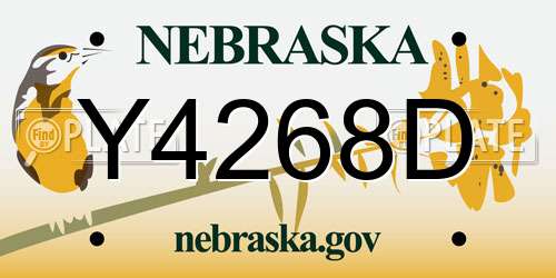 Y4268D Nebraska License Plate