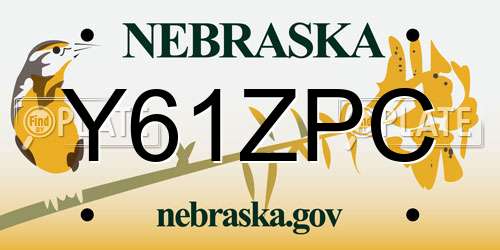 Y61ZPC Nebraska License Plate