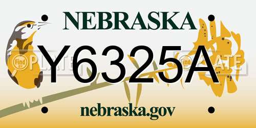 Y6325A Nebraska License Plate