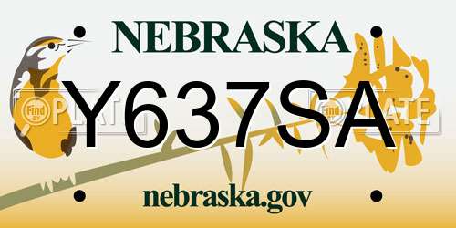Y637SA Nebraska License Plate