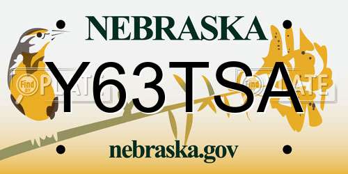 Y63TSA Nebraska License Plate