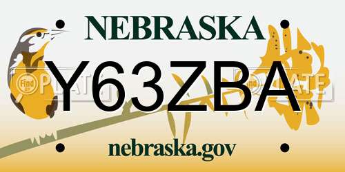Y63ZBA Nebraska License Plate