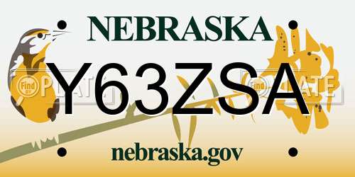 Y63ZSA Nebraska License Plate