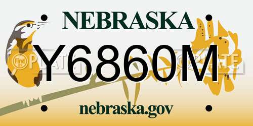 Y6860M Nebraska License Plate