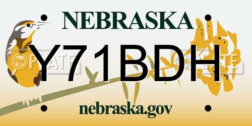 Y71BDH Nebraska License Plate
