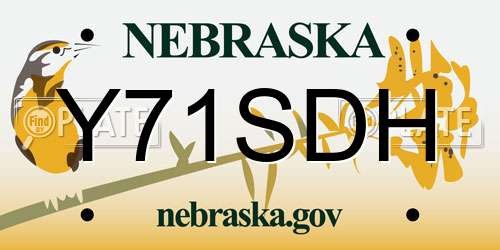 Y71SDH Nebraska License Plate