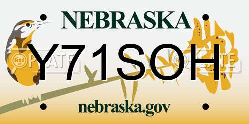 Y71SOH Nebraska License Plate
