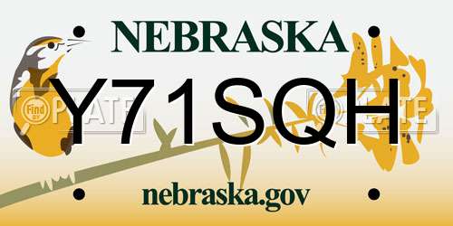 Y71SQH Nebraska License Plate
