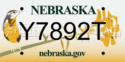 Y7892T Nebraska License Plate
