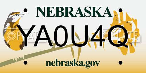 YA0U4Q Nebraska License Plate