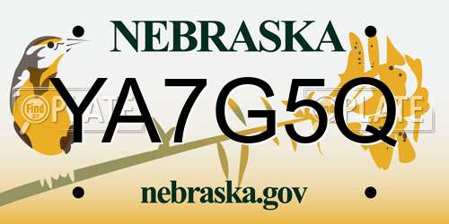 YA7G5Q Nebraska License Plate