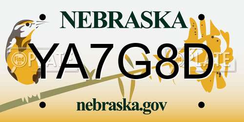 YA7G8D Nebraska License Plate