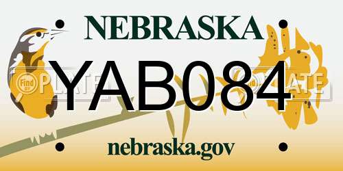 YAB084 Nebraska License Plate