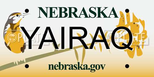 YAIRAQ Nebraska License Plate