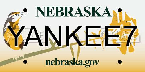 YANKEE7 Nebraska License Plate