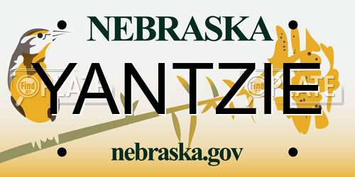 YANTZIE Nebraska License Plate