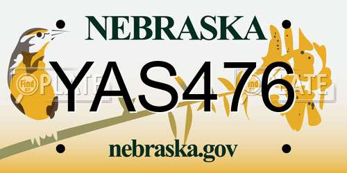 YAS476 Nebraska License Plate