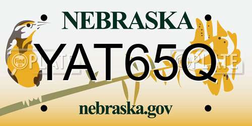 YAT65Q Nebraska License Plate