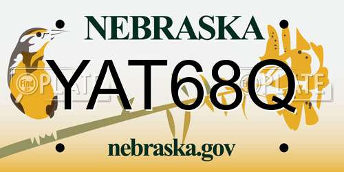 YAT68Q Nebraska License Plate