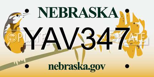 YAV347 Nebraska License Plate