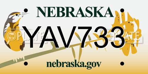 YAV733 Nebraska License Plate