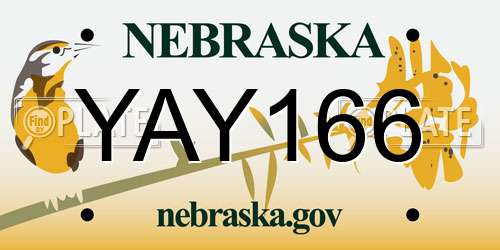 YAY166 Nebraska License Plate