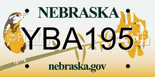 YBA195 Nebraska License Plate