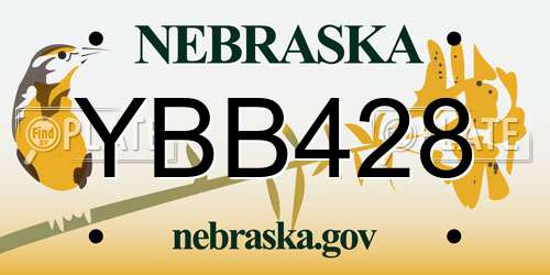YBB428 Nebraska License Plate