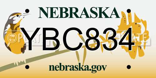 YBC834 Nebraska License Plate
