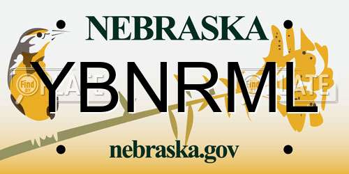 YBNRML Nebraska License Plate