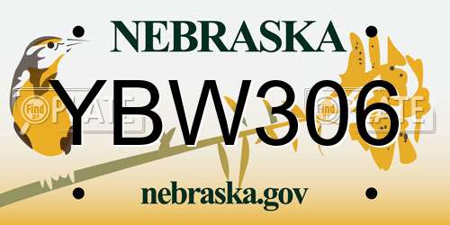 YBW306 Nebraska License Plate
