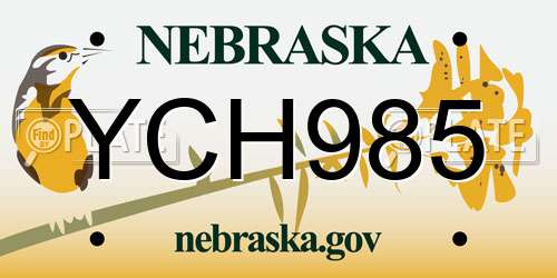 YCH985 Nebraska License Plate