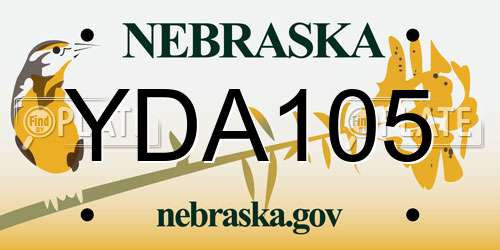 YDA105 Nebraska License Plate