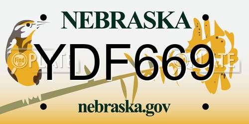 YDF669 Nebraska License Plate