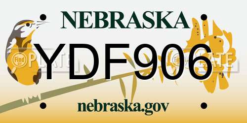 YDF906 Nebraska License Plate