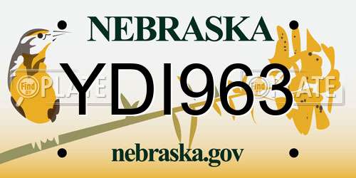 YDI963 Nebraska License Plate